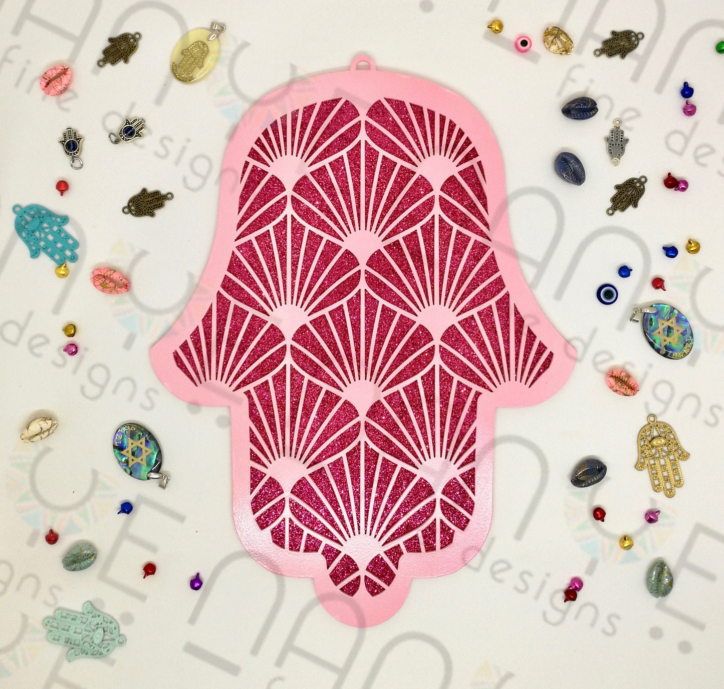 Hamsa Handmade – Michelle | Elegant Pink Metal Wall Art from Israel