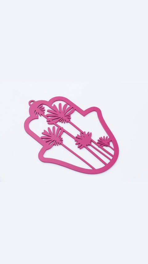 Hamsa Handmade – Dekel | Metal Wall Art for Protection & Blessings – Magenta