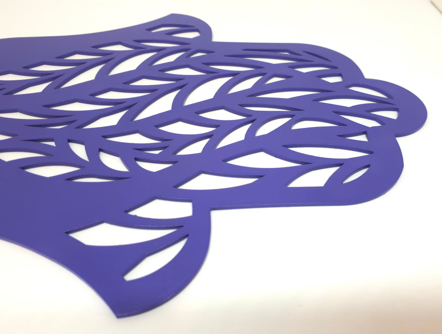 Handmade Metal Hamsa Wall Art – Purple Leaves Design | Spiritual Jewish Home Décor from Israel