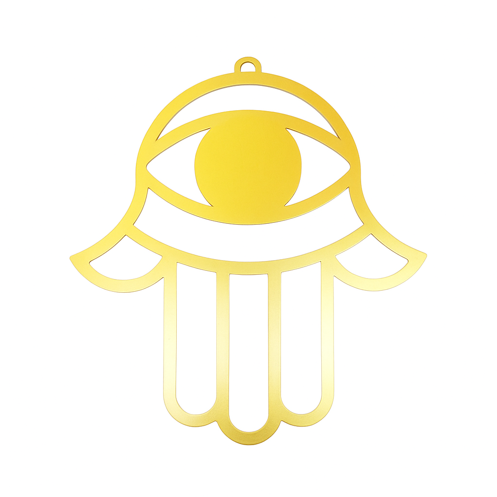 Hamsa Handmade – Evil Eye Gold | Spiritual Metal Wall Art from Israel