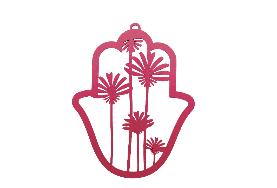 Hamsa Handmade – Dekel | Metal Wall Art for Protection & Blessings – Magenta