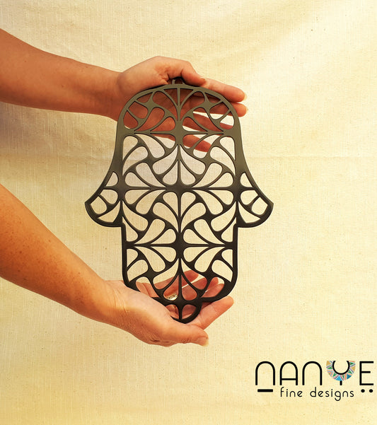 Hamsa Handmade – Drops – Black | Elegant Metal Wall Art from Israel