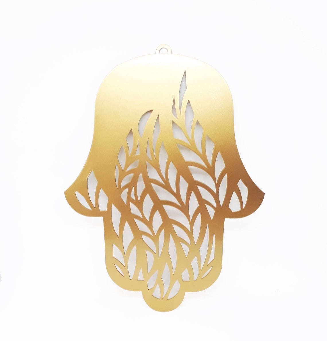 Handmade Gold Hamsa wall hanging from israel, spiritual metal Home decor for protection & good luck
