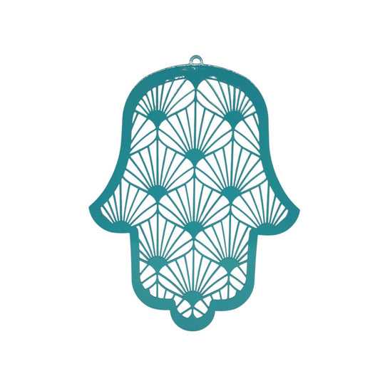 Hamsa Handmade – Michelle Turquoise | Spiritual Metal Wall Art from Israel
