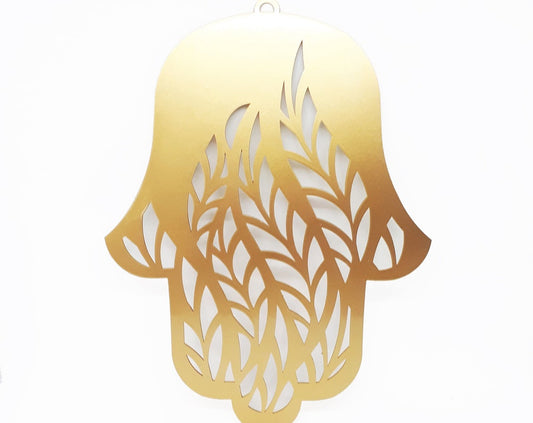 Hamsa Handmade – Leaves – Gold | Elegant Protection with Natural Beauty